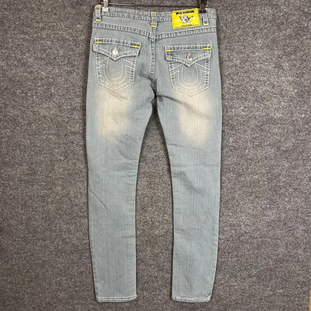 True Religion Skinny Jeans women 32 Blue Distressed Made In USA